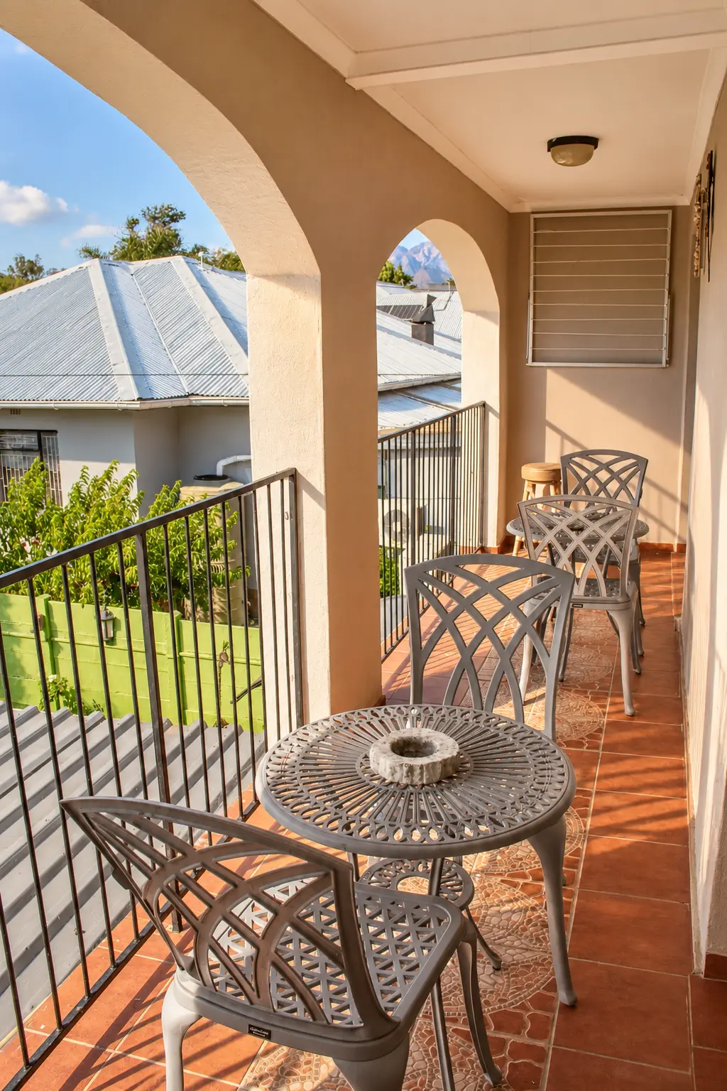 Private balcony seating outside the Rose room