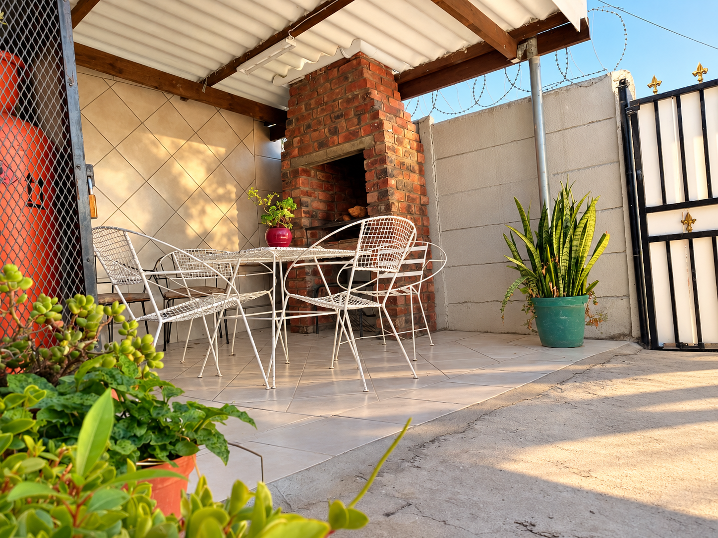 Brick braai in the covered patio