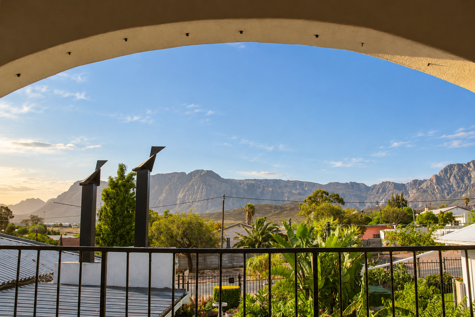 Mountain views from the balcony at Mountainia Inn